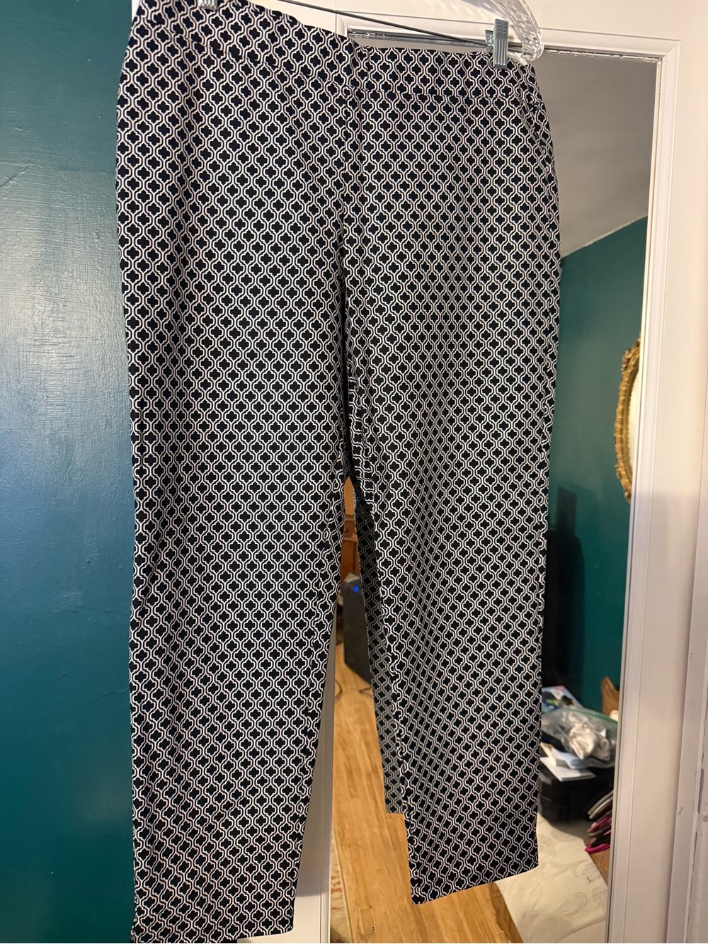 Nanette Lepore Black and White Geometric Print Pants